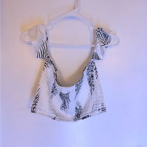 White and Black Patterned Women's Top and Skirt
